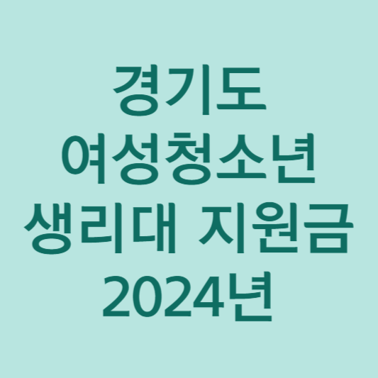 경기도 생리대 지원금