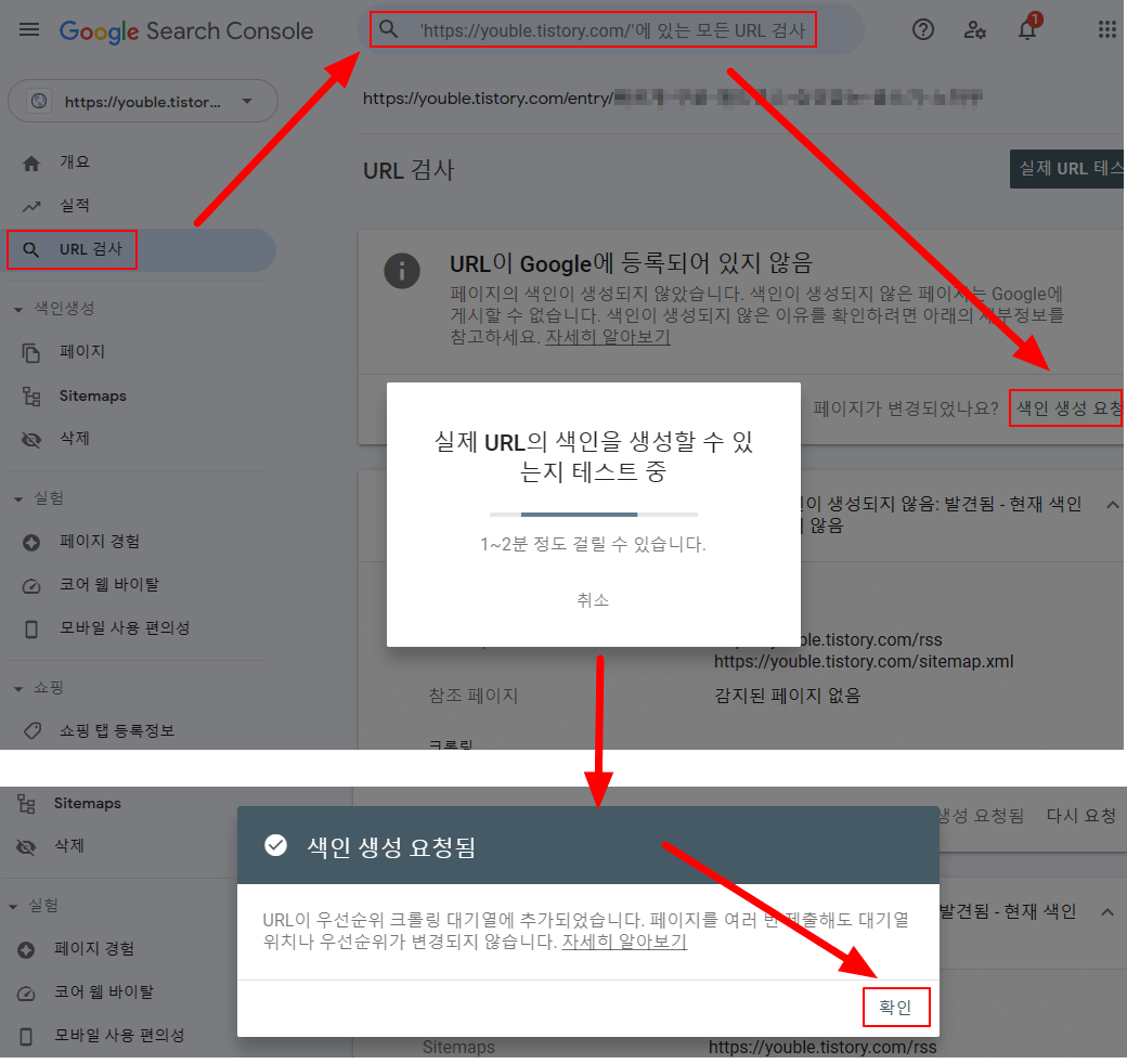 구글 서치 콘솔_ URL 검사