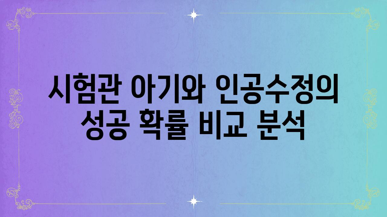 시험관 아기와 인공수정의 성공 확률 비교 분석