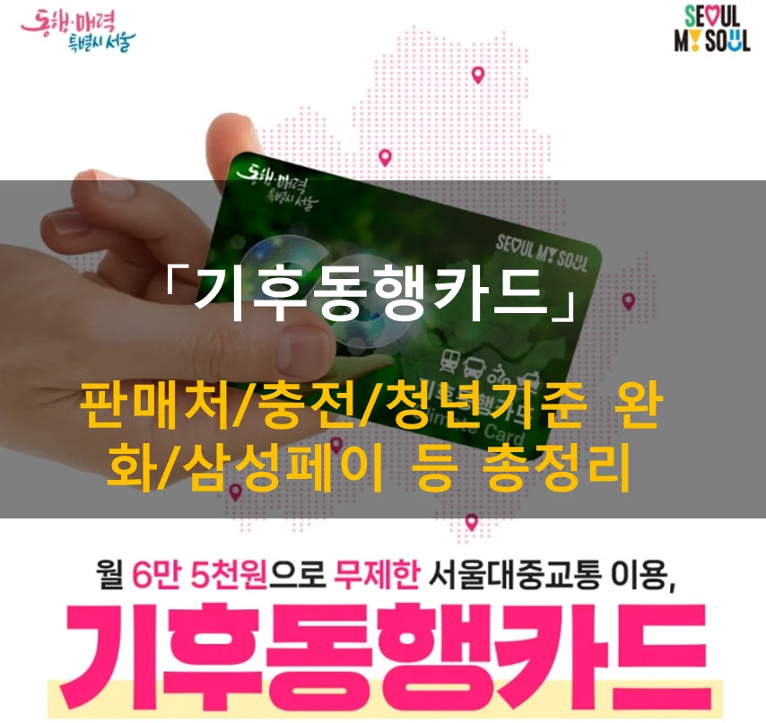  기후동행카드 판매처,구매/충전/청년기준/삼성페이 총정리