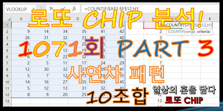  로또 1071회 예상번호 분석 수동5/반자동5 (사연차패턴)