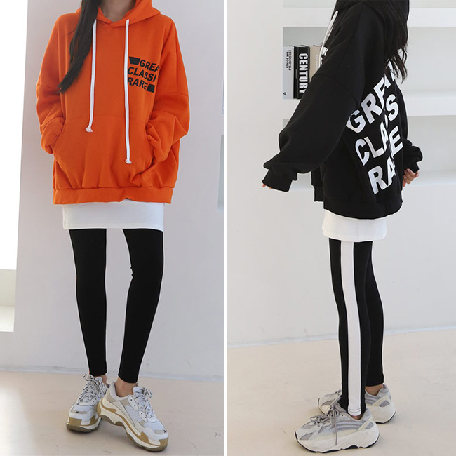  안감기모 앞뒤레터링 후드티셔츠 레깅스 세트