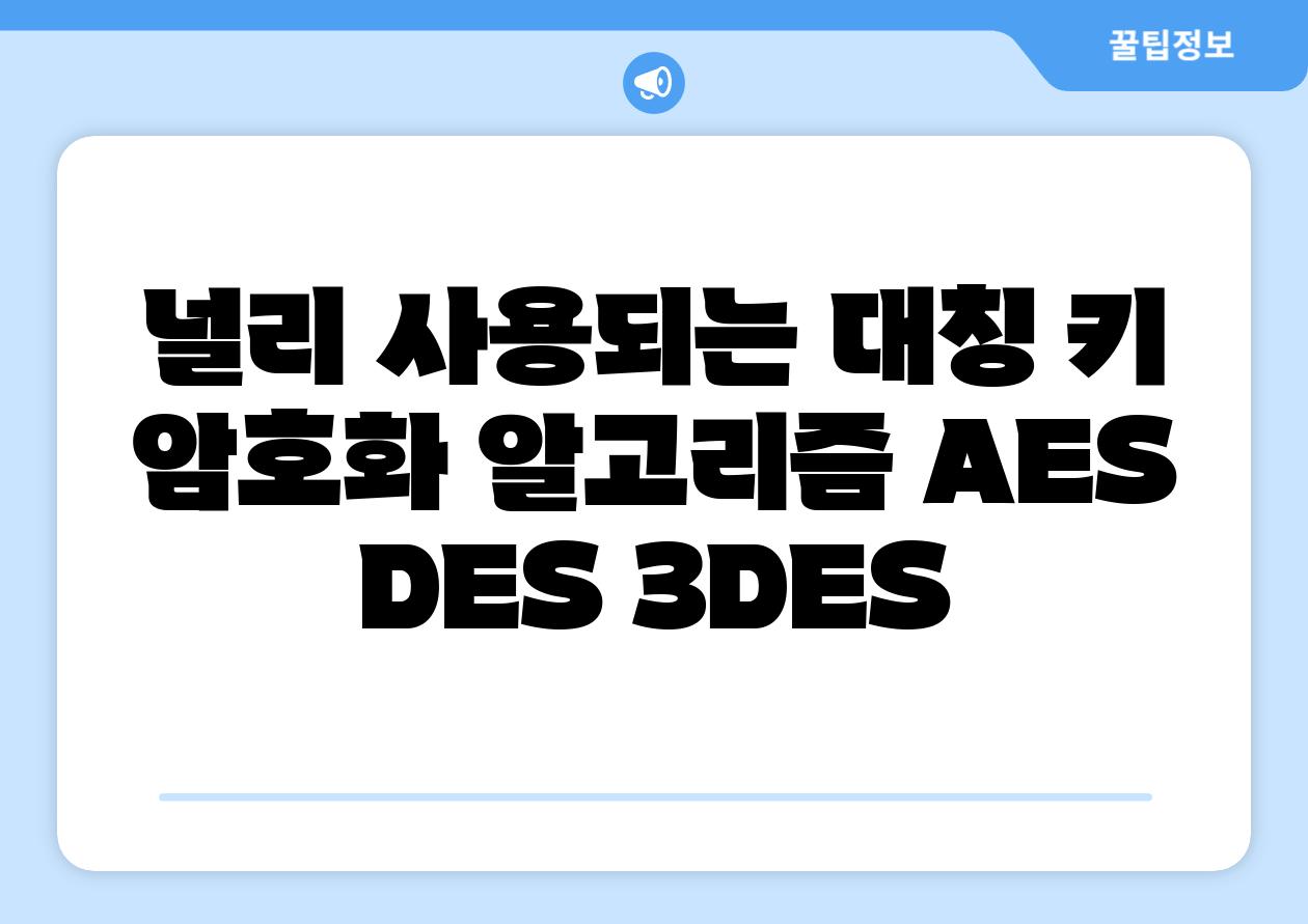 널리 사용되는 대칭 키 암호화 알고리즘 AES DES 3DES