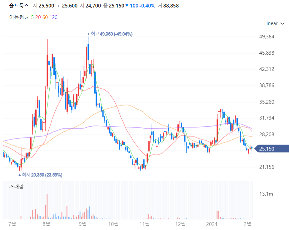 솔트룩스 주가차트