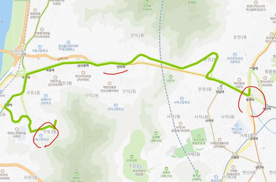  부산 46번버스 노선, 시간표 정보 :: 구포동, 구명역, 남산정역, 동래역, 명륜역