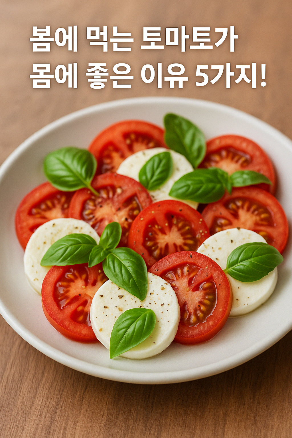 토마토와 바질로 만든 건강 샐러드