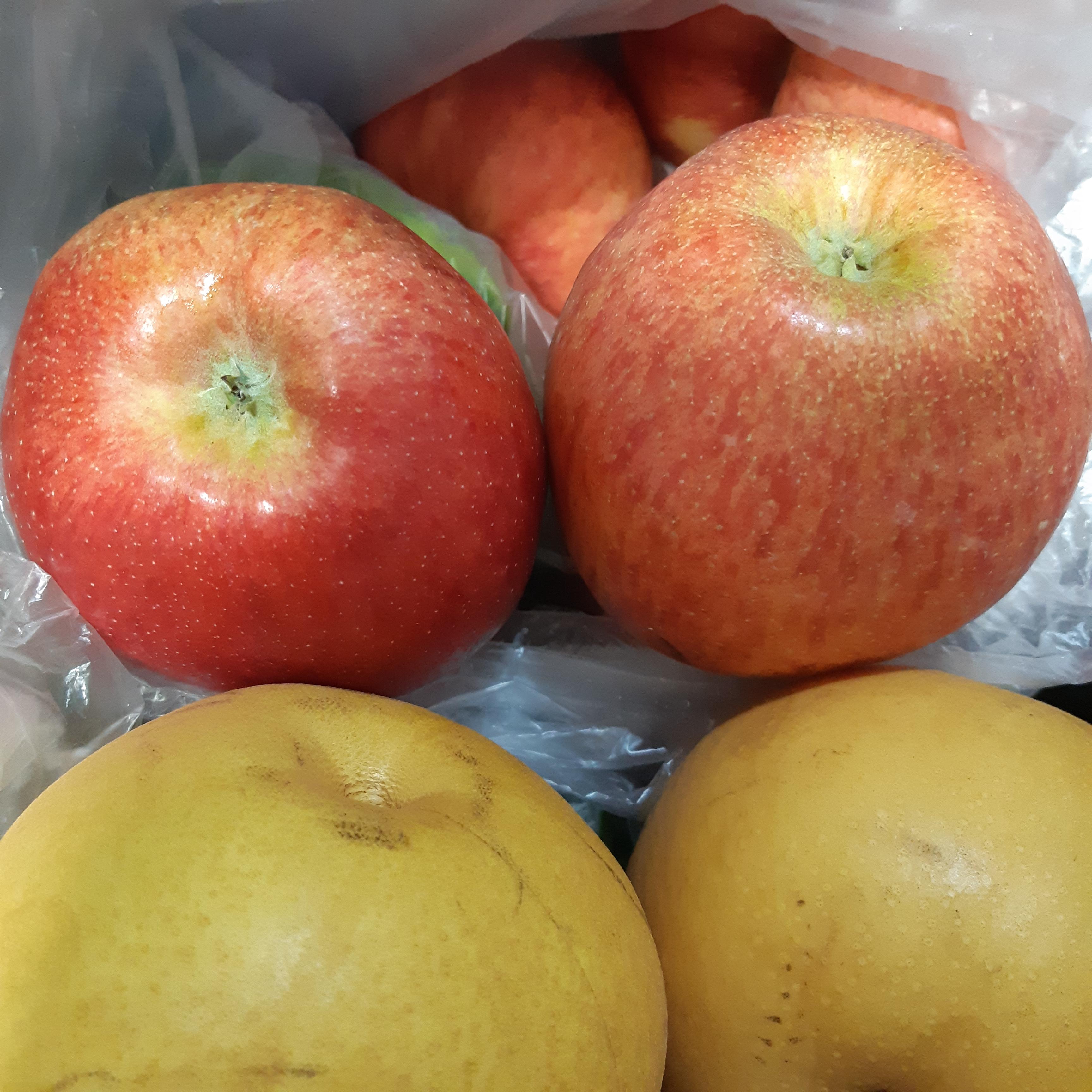냉장고에 들어있는 사과(홍로)와 배