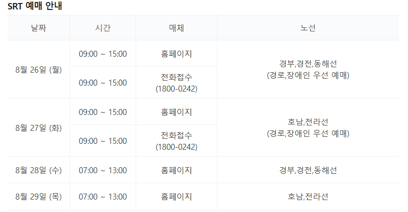 KTX&amp;#44; SRT 예매안내