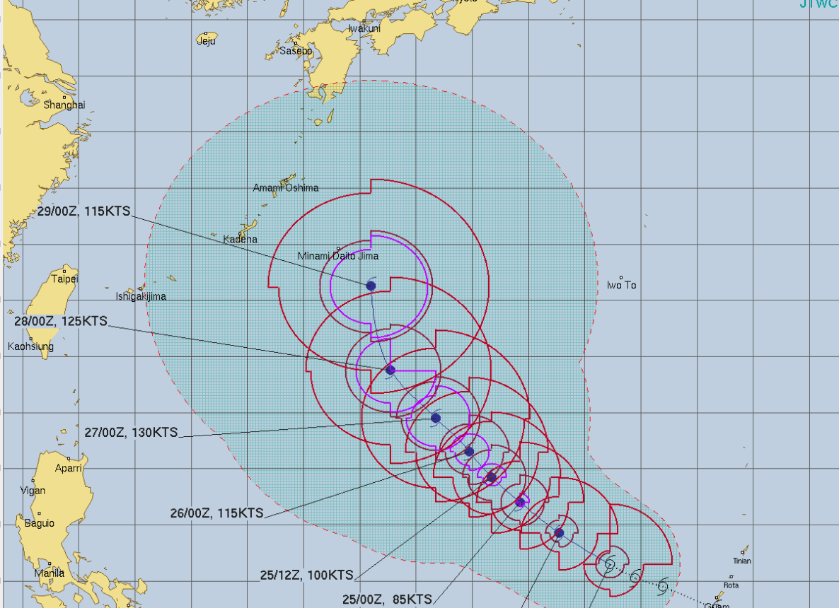 태풍-16호태풍-민들레-미해군합동태풍경보센터-JTWC-예측경로-사진