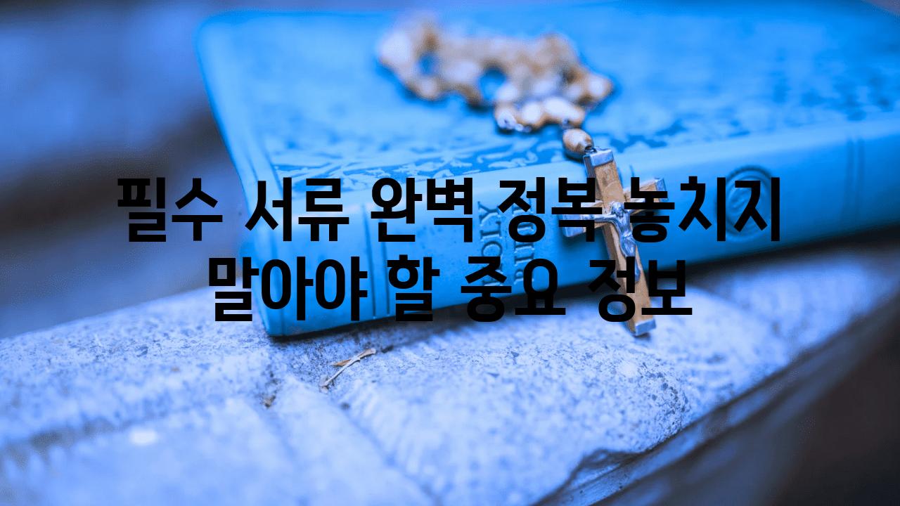 필수 서류 완벽 정복 놓치지 말아야 할 중요 정보