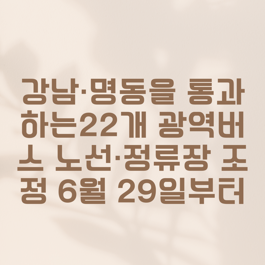 강남·명동을 통과하는22개 광역버스 노선·정류장 조정 6월 29일부터