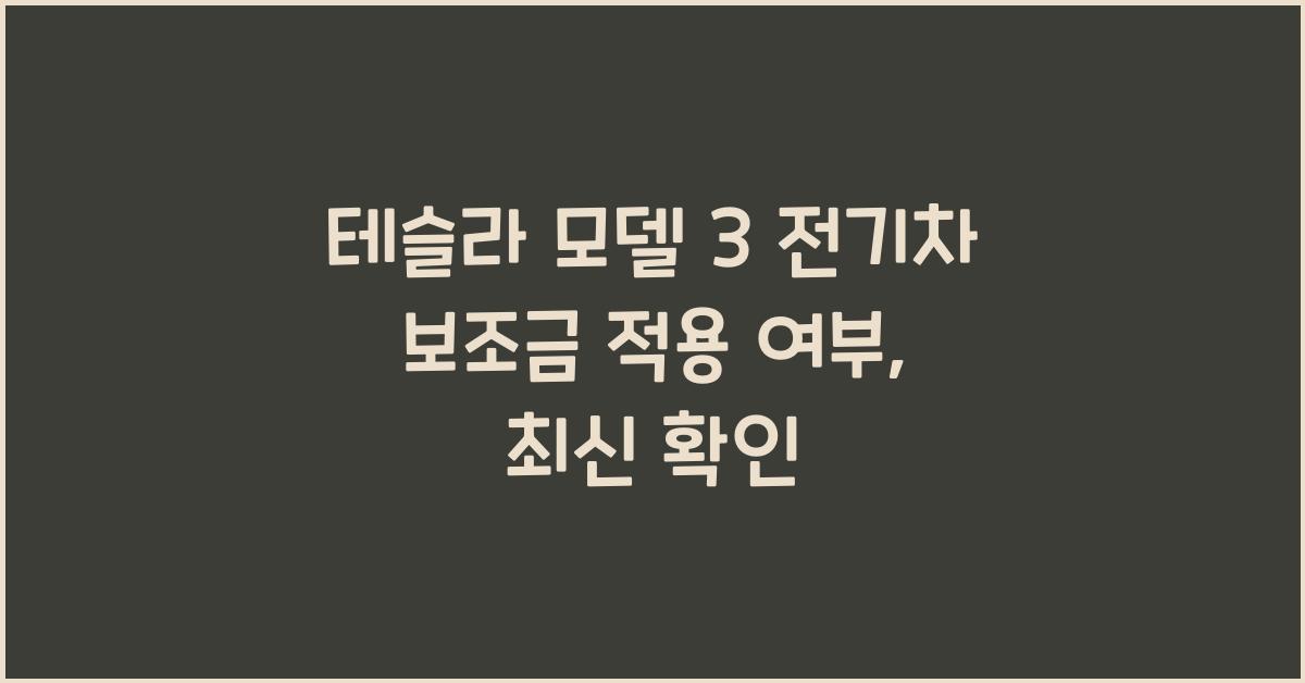 테슬라 모델 3 전기차 보조금 적용 여부
