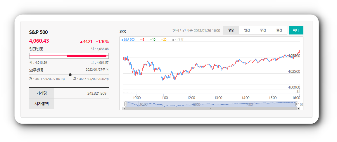  1월26일 미국주식 S&P500 상승률 상위 종목 TOP 100