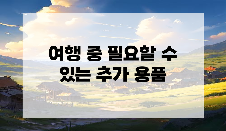 5. 여행 중 필요할 수 있는 추가 용품