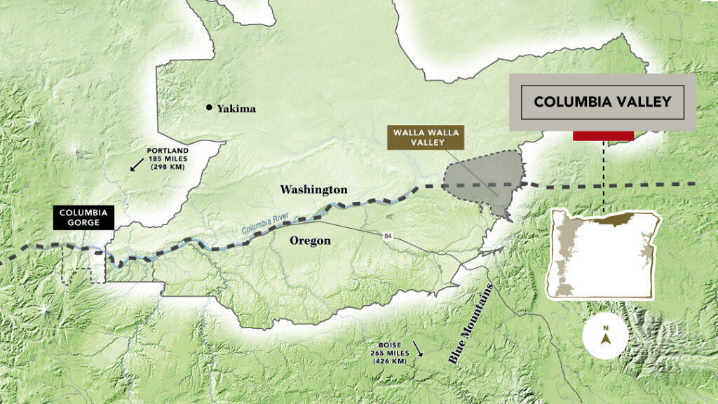 콜럼비아 밸리 AVA 와인 지도