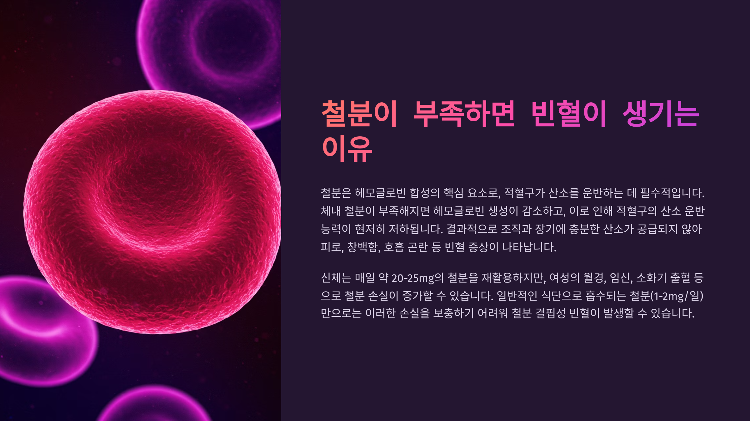 철분이 부족하면 빈혈이 생기는 이유