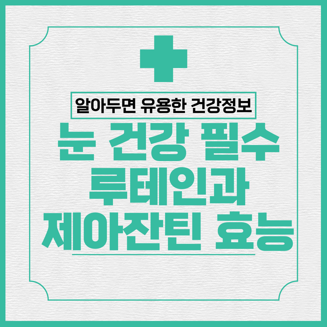 눈 건강 필수! 루테인과 제아잔틴의 놀라운 효능