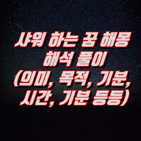  샤워 하는 꿈 해몽 해석 풀이(의미, 목적, 기분, 시간, 기분 등등)