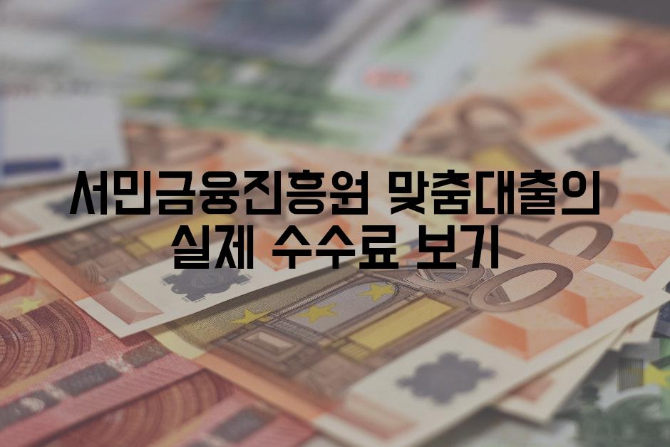서민금융진흥원 맞춤대출의 실제 수수료 보기