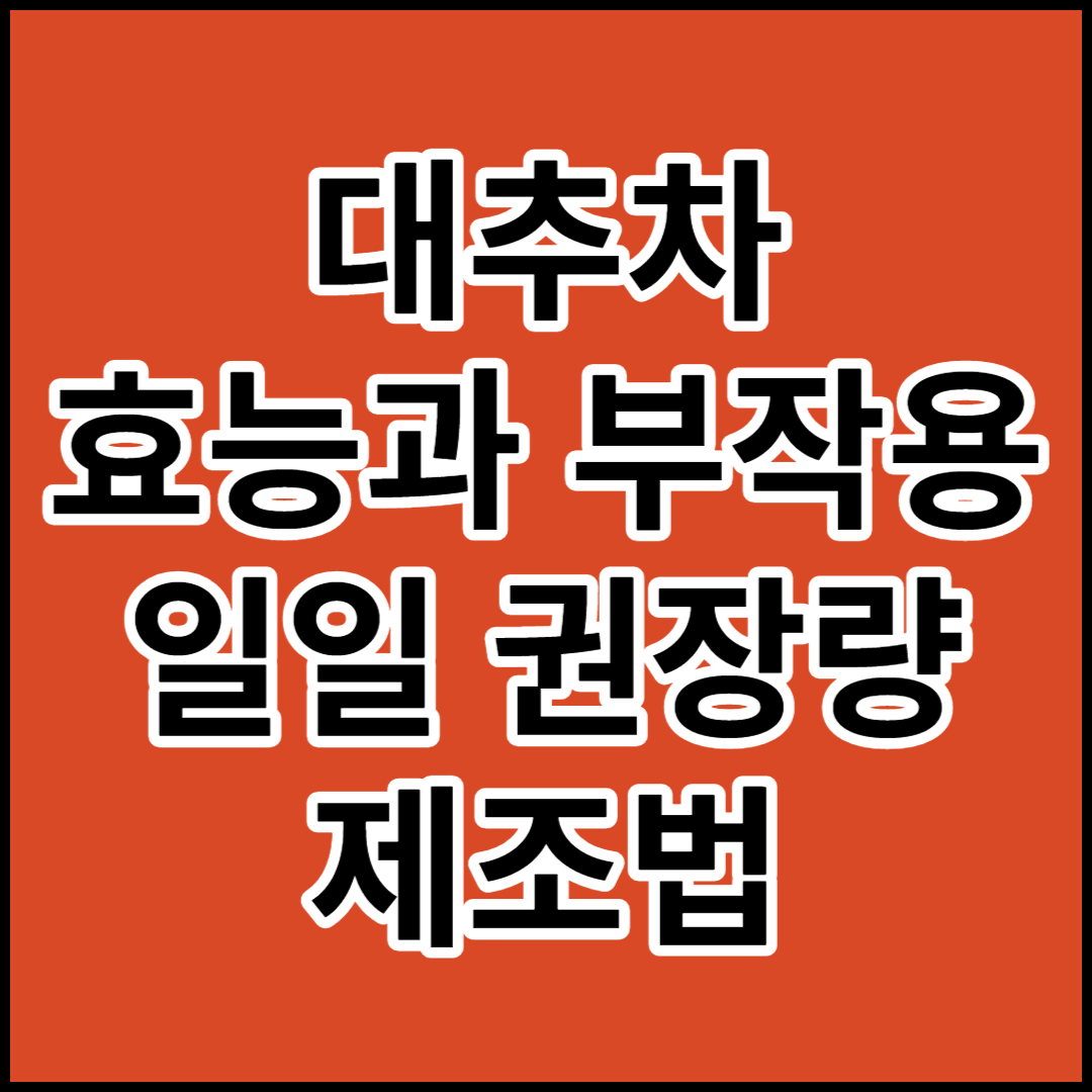  [대추차] 효능과 부작용,일일권장량,제조법