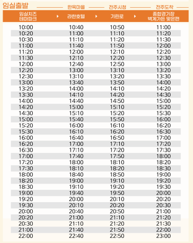 셔틀버스 운행시간 임실