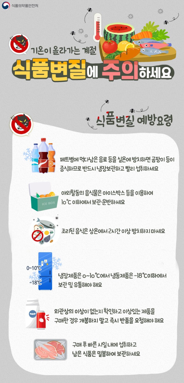  [식품의약품안전처] 기온이 올라가는 계절, 식품변질에 주의하세요!