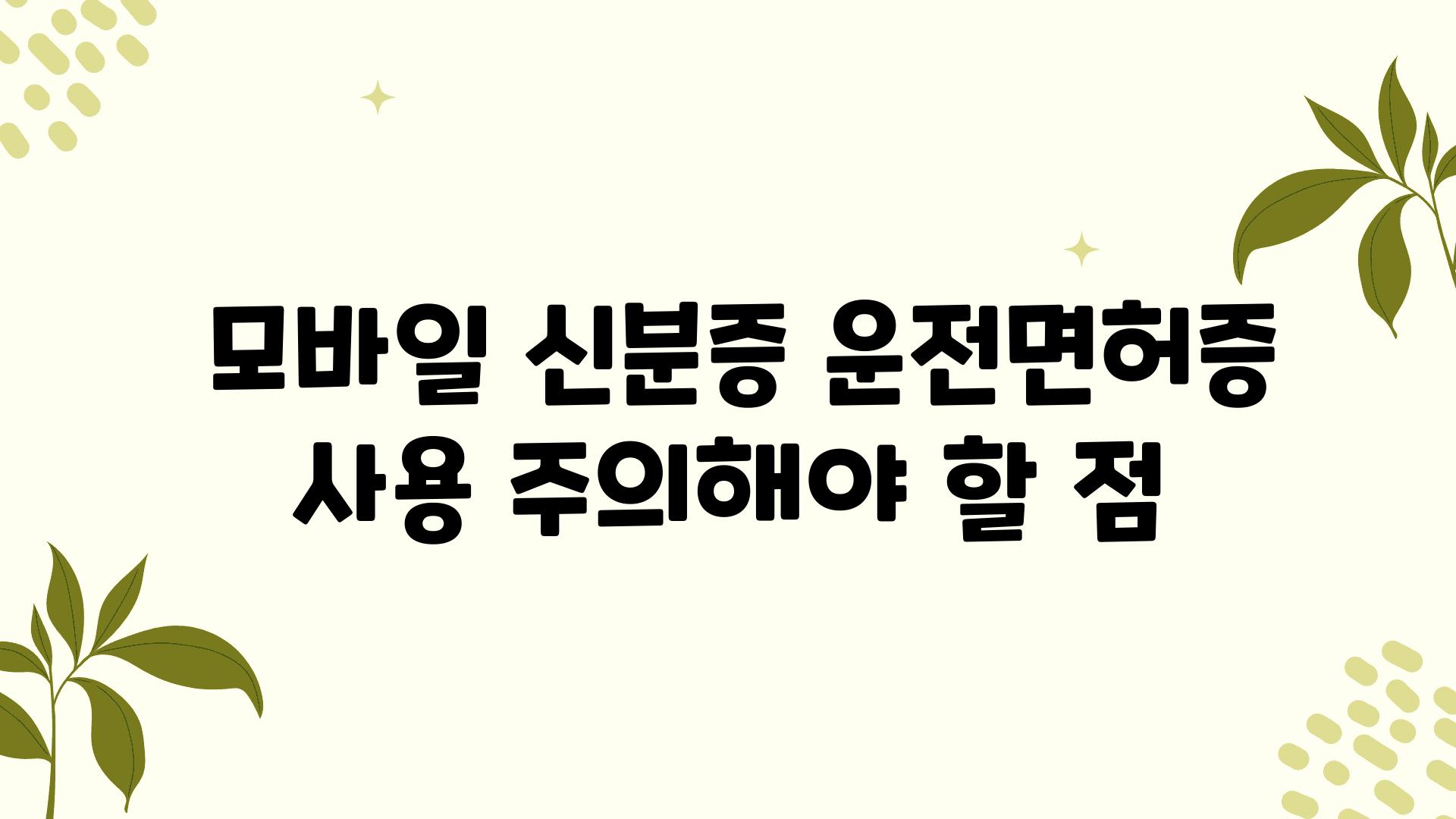  모바일 신분증 운전면허증 사용 주의해야 할 점