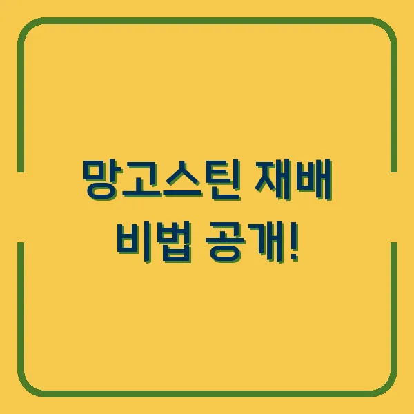 망고스틴 재배 비법 공개!