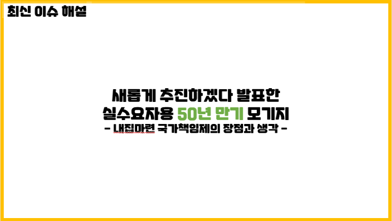  [최신 이슈 해설] 새롭게 추진하겠다 발표한 실수요자용 50년 만기 모기지, 내집마련 국가책임제의 장점과 생각 