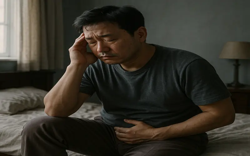 남성호르몬 감소로 피로감을 느끼는 40대 한국 남성