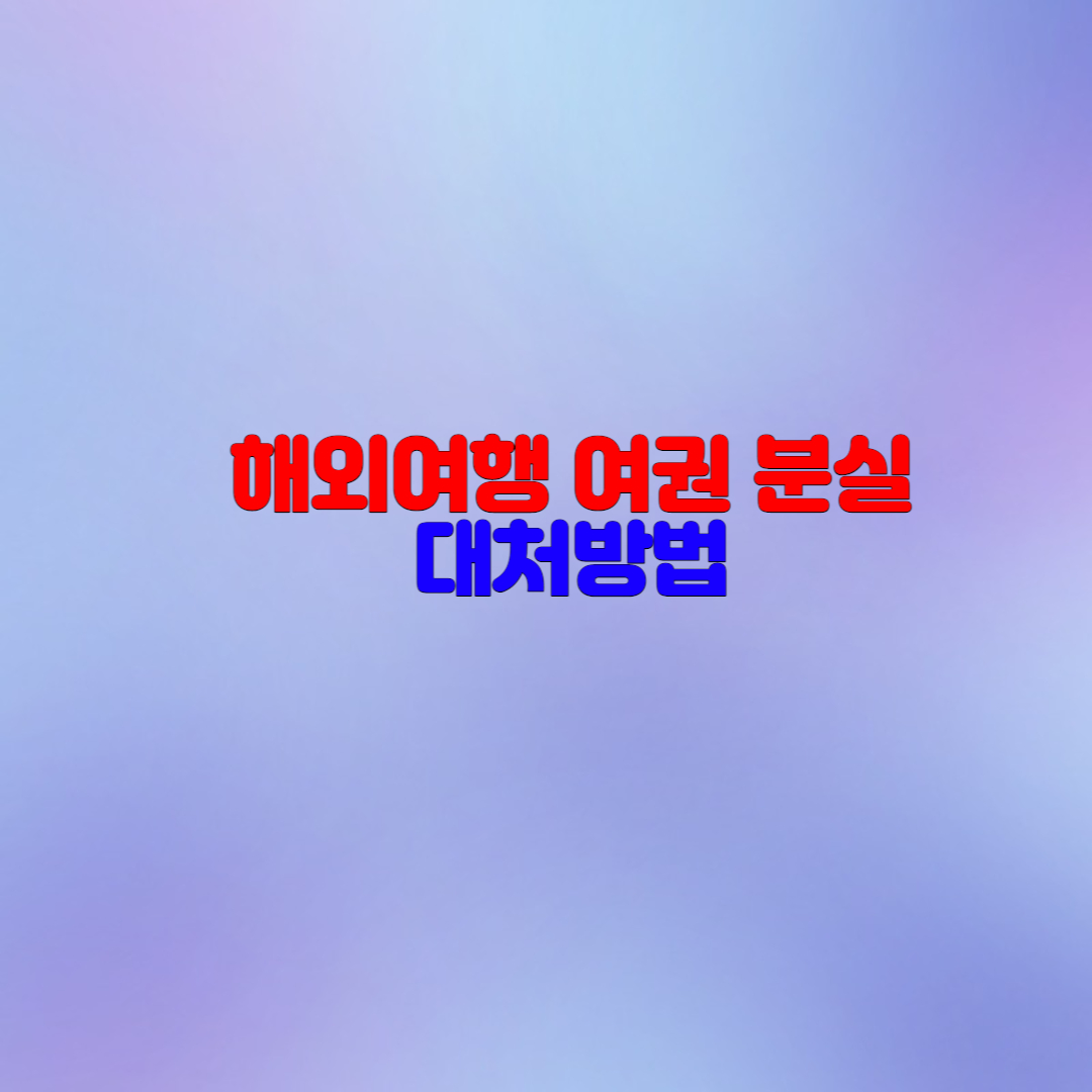  해외여행 중 여권 잃어버렸을때 대처 방법(여권 분실 대처법)