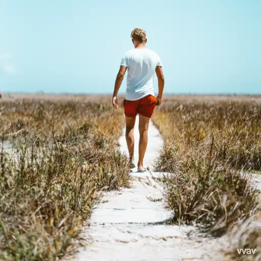 man walking barefoot