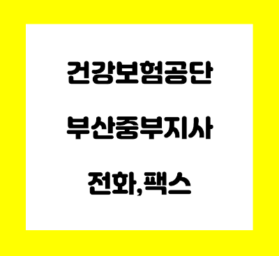  건강보험공단 부산 중부지사 전화번호