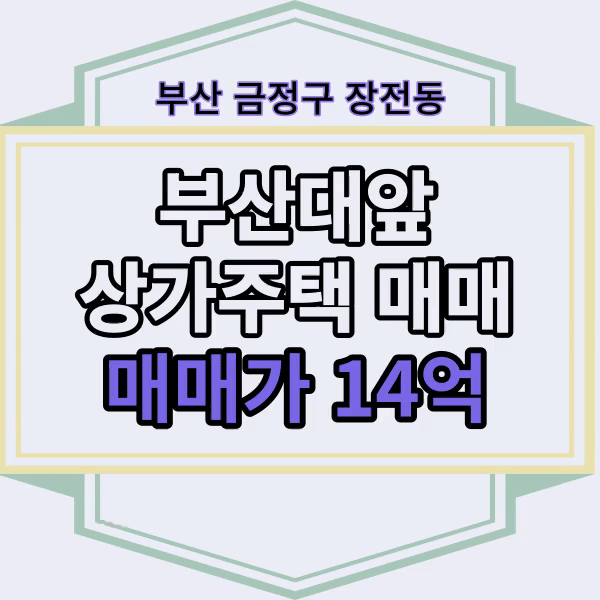  부대앞 3층 상가주택 매매, 원룸건물 매매, 장전동 수익률 좋은 수익형부동산,부산대학앞 3층건물 통 매매