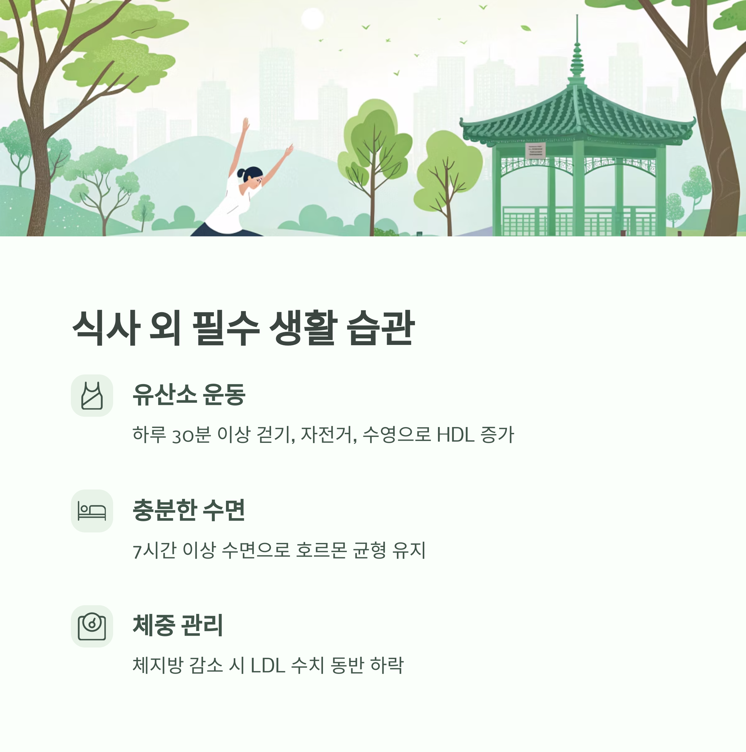 식습관으로 낮추는 콜레스테롤, 약 없이 가능한 건강 전략 - 약을 먹기 전, 식탁부터 바꾸면 콜레스테롤도 바뀝니다 - 식사 외에도 함께 고려해야 할 생활 습관 식습관으로 낮추는 콜레스테롤, 약 없이 가능한 건강 전략 - 약을 먹기 전, 식탁부터 바꾸면 콜레스테롤도 바뀝니다 - 식사 외에도 함께 고려해야 할 생활 습관