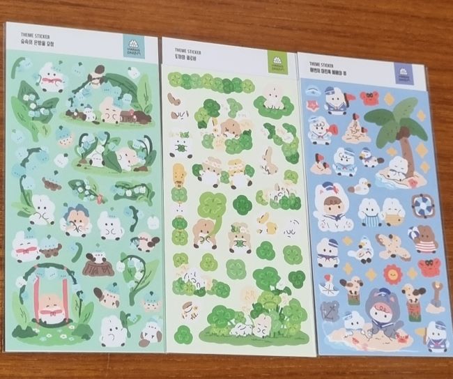 숲속의 은방울 요정, 토끼와 클로버, 해변의 마린룩 베베와 쮸 스티커