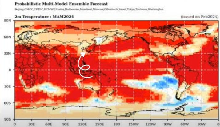 WMO-2024년-여름-기온-예측-모델-분포도
