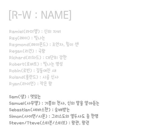 추천의 의미와 등수를 알아봤습니다. 남자아이 영어 이름 7