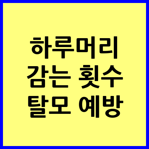 하루 머리 감는 횟수 탈모예방