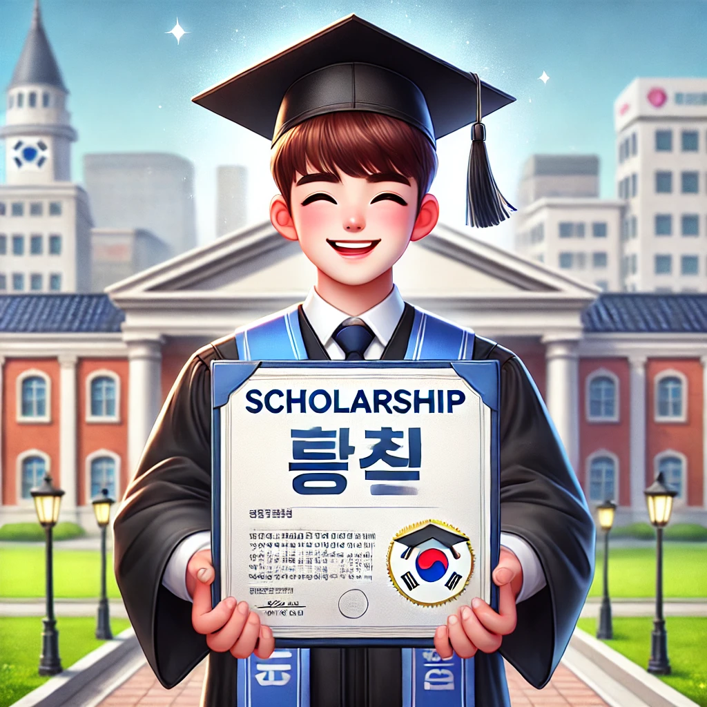 희망사다리 장학금 수혜 대학생 - 졸업 가운을 입고 장학금을 받는 모습