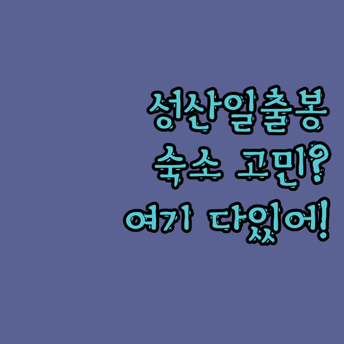 성산일출봉 숙소 고민 끝! 가성비 펜