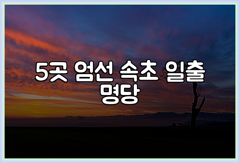 5곳 엄선 속초 일출 명당