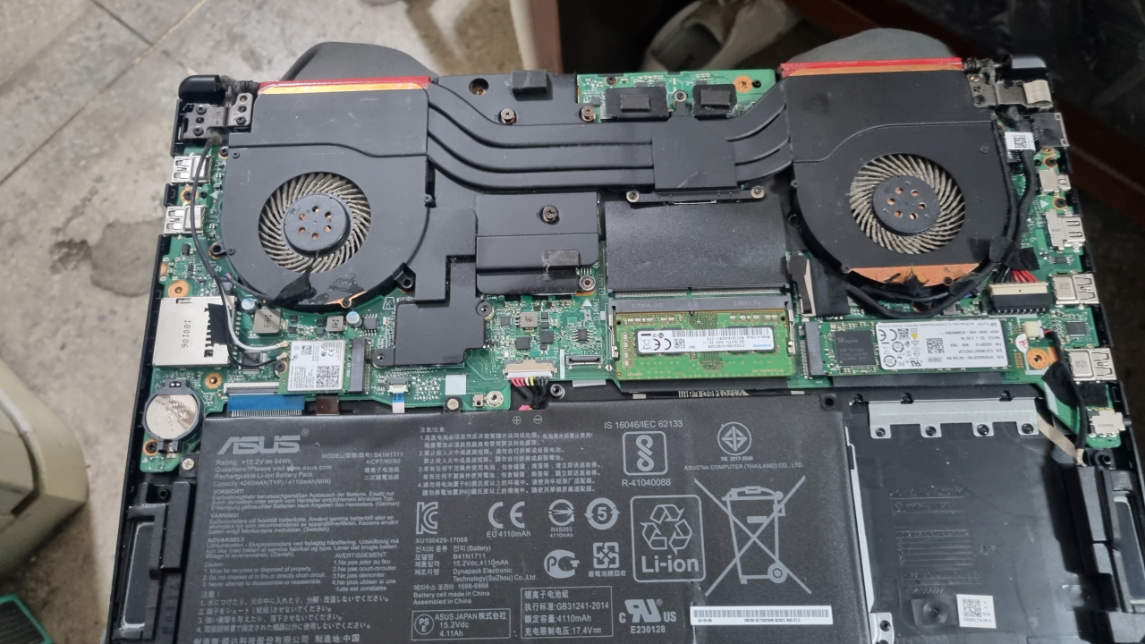  ASUS 고사양 주식용 노트북 쿨러불량 수리 (익산SH정보)
