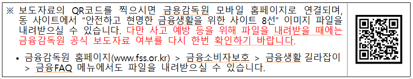 금융감독원 추천 사이트 큐알코드