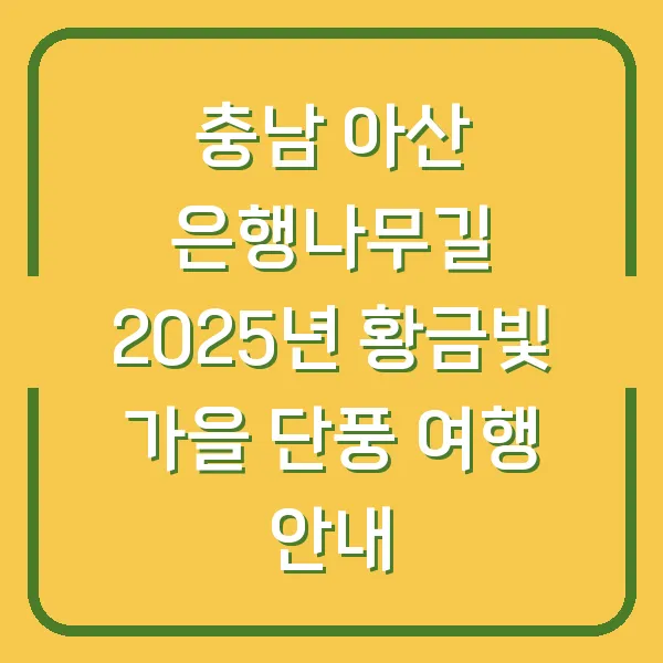 충남 아산 은행나무길 2025년 황금빛 가을 단풍 여행 안내