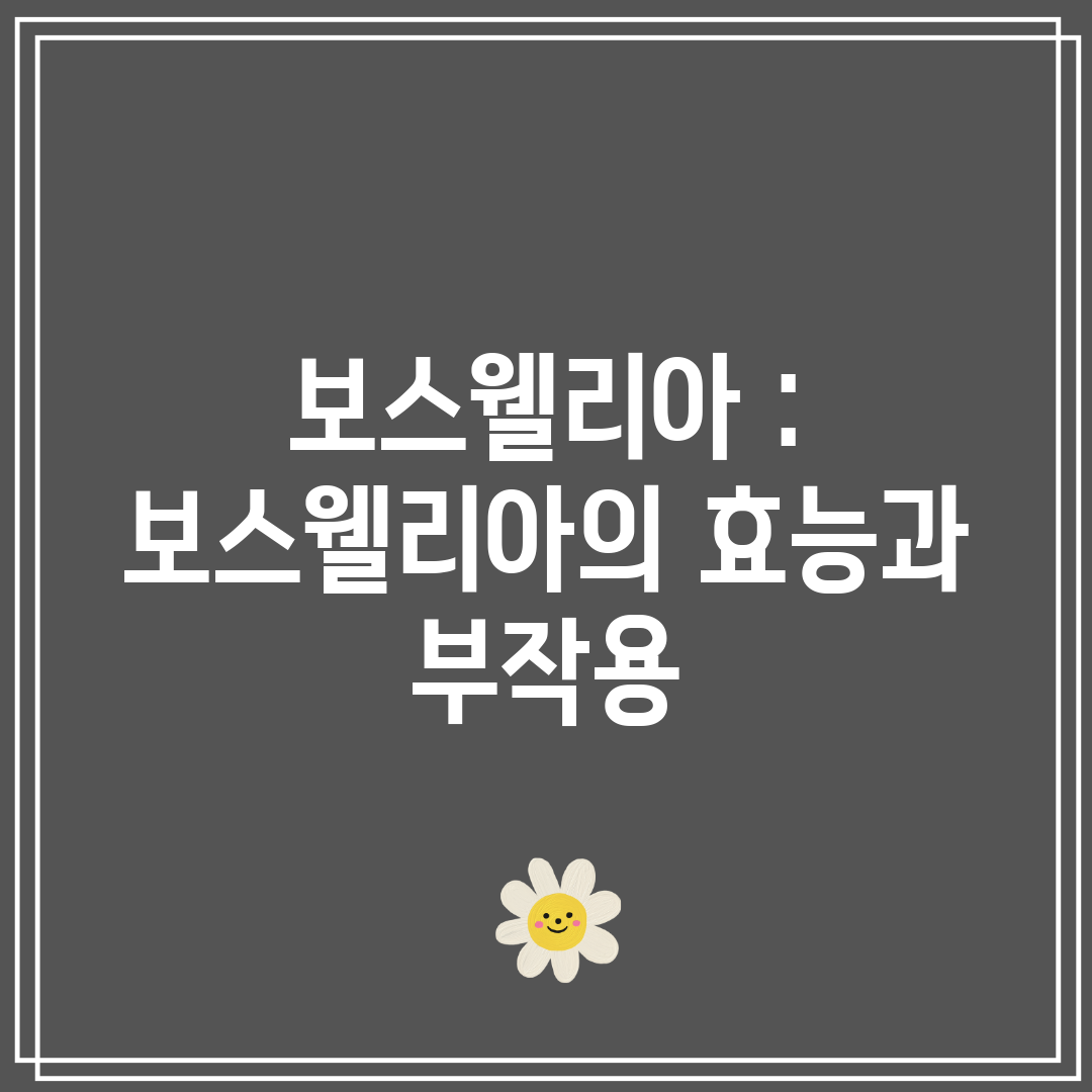 보스웰리아  보스웰리아의 효능과 부작용