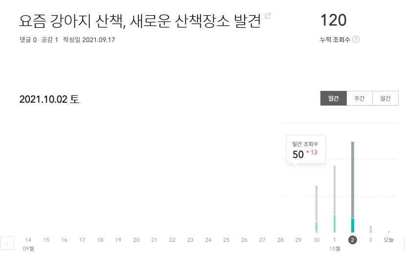 본인글 조회수 통계 캡처