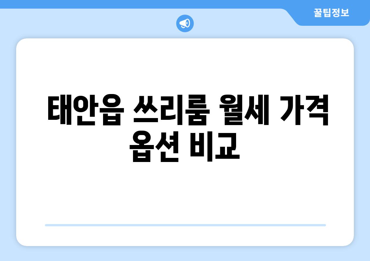  태안읍 쓰리룸 월세 가격  옵션 비교