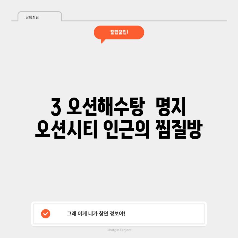 3. 오션해수탕:  명지 오션시티 인근의 찜질방