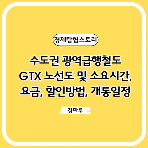  수도권 광역급행철도 GTX 노선도 및 소요시간, 요금, 할인방법, 개통일정